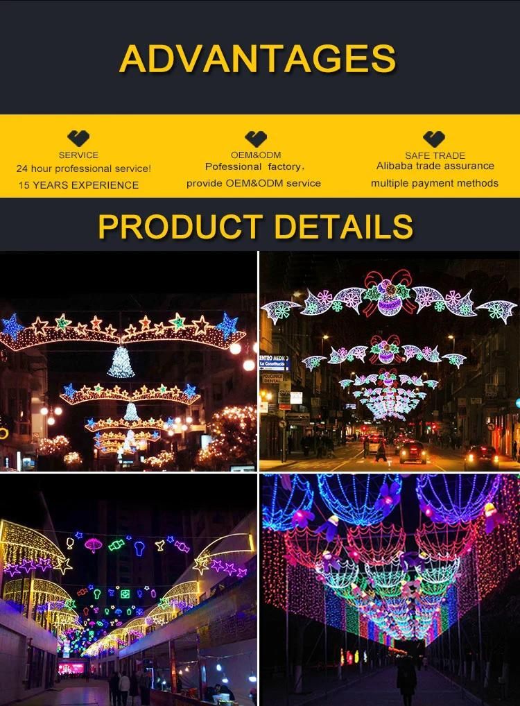 Outdoor Festival Decoration Rope Street Cross Gallery LED Motif Lights