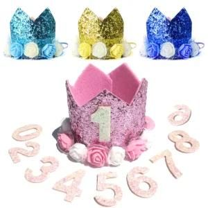 Infant Baby Pet Flower Crown Numbers Decoration Birthday Hat Headdress