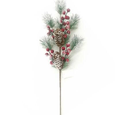 Christmas Berry Artificial Pinecone Red Fruit for Christmas Decoration Flower Artificial Pine Tree Branches