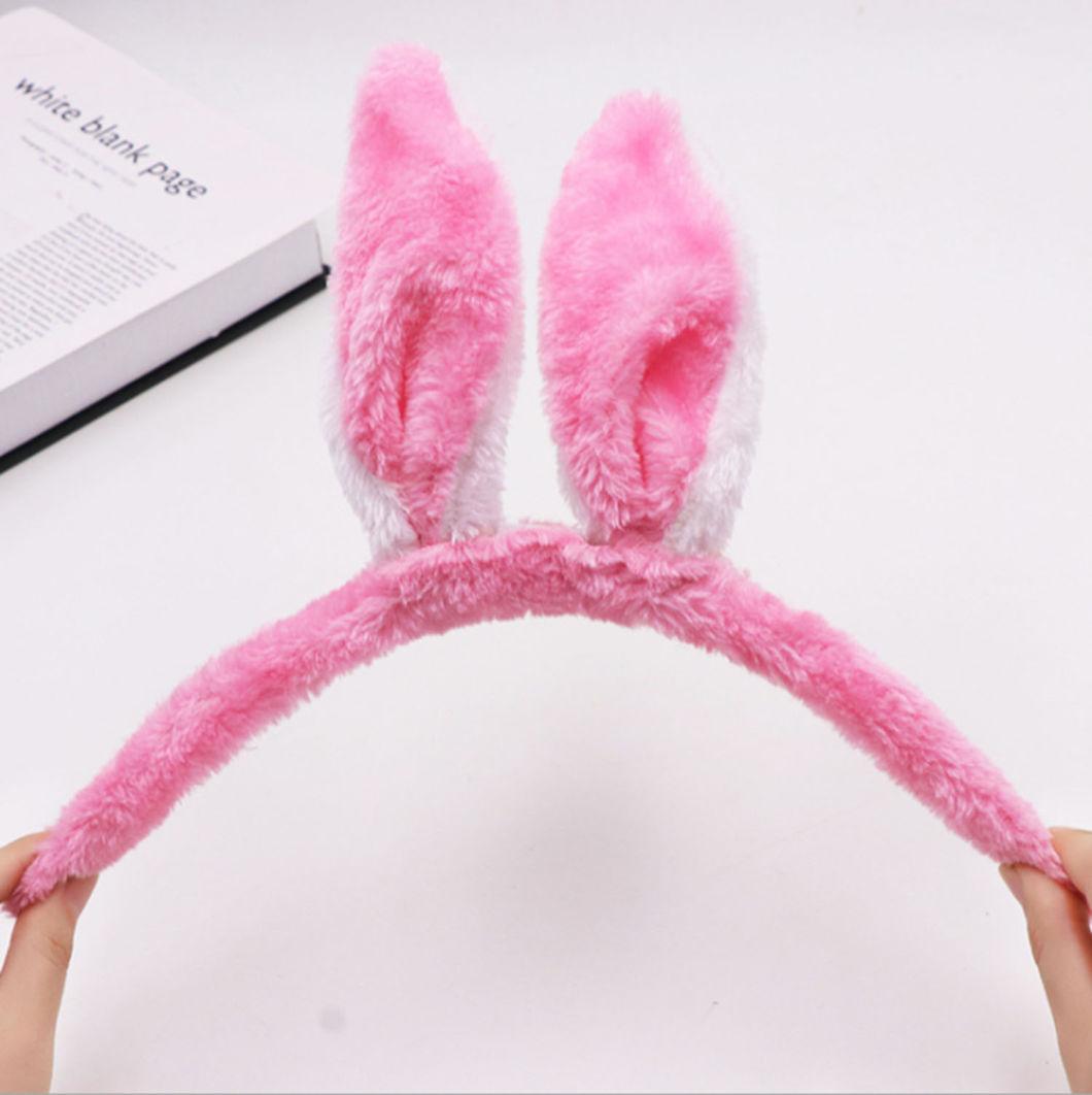 LED Plush Rabbit Ear Headband Cosplay Hair Hoop for Party