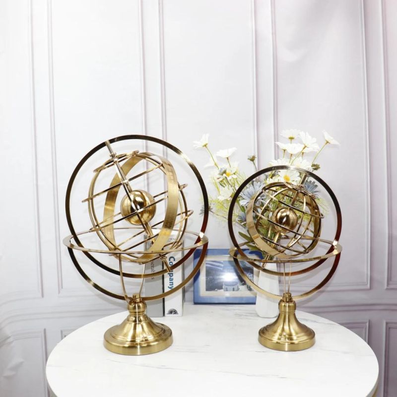 Modern Decor Centerpiece Desktop Rotating Globes Decorative Gift Metal Custom Ornament