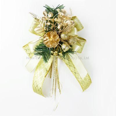 Golden Ribbon Bowknot Basket Window Decor Christmas Bow-Tie Large Bowknot