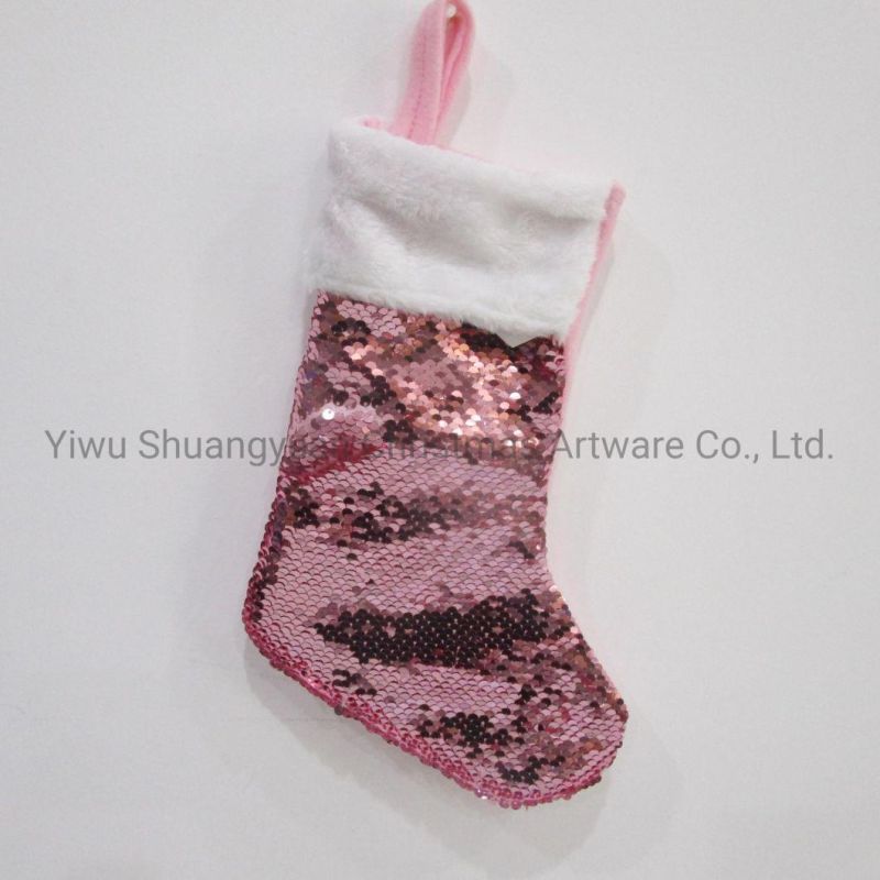 Christmas Stocking with Santa Deer for Holiday Wedding Party Decoration Hook Ornament Craft Gifts