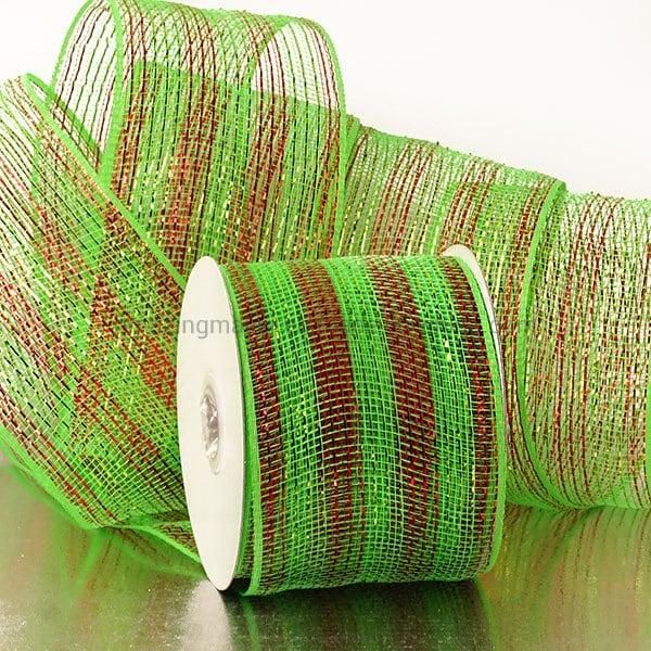 Luxurious Metallic Stripes 4 Deco Mesh Ribbons for Gift Packaging