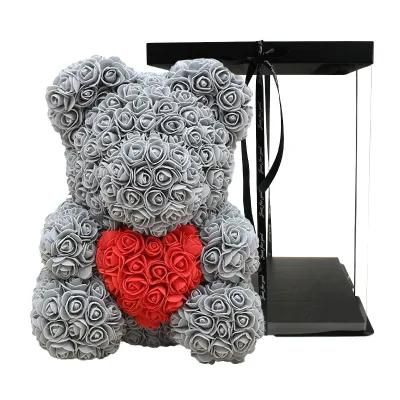 Rose Bear 40cm Teddy Bear Artificial Flower Bear for Valentine&prime;s Day Girlfriend&prime;s Gift Wedding Decorative
