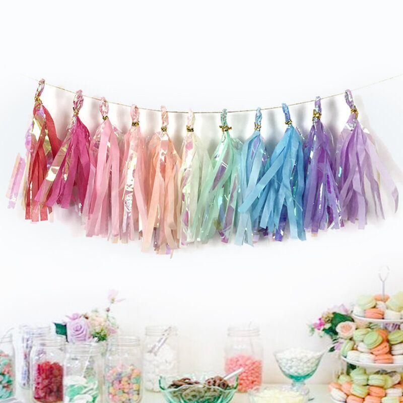 45 Colors Balloon Paper Tassel 5 / Pack Ribbon Lasha Aluminum Foil Balloon Tassel Birthday Wedding Christmas Weddings Decoration Party Supplies Wholesale