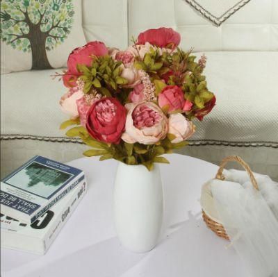 Wholesale Silk Artificial Peony 13 Heads Decorative Flowers Bouquet Artificial Peony