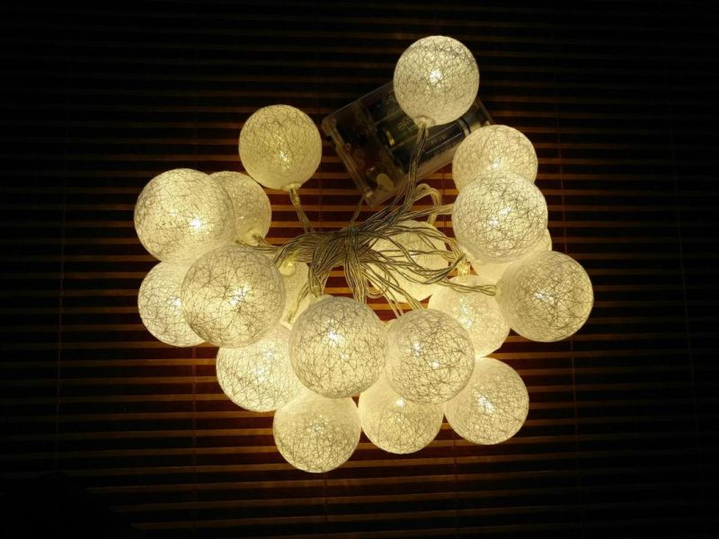 Decorative Round Multi-Color Wedding Christmas Cotton Ball LED String Light