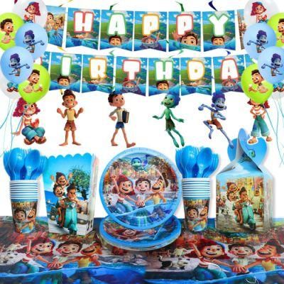 Wholesale Kids Red Navy Animal Show Party Supplies Set Circus Clown Theme Paper Party Tableware