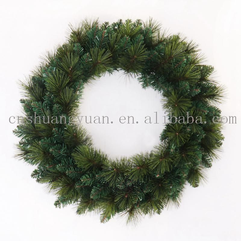 New Design Christmas Pine Needle with White Wreath for Holiday Wedding Party Decoration Supplies Hook Ornament Craft Gifts