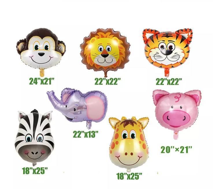 Custom Cartoon Jungle Animal Head Shape Party Decoration Foil Balloons
