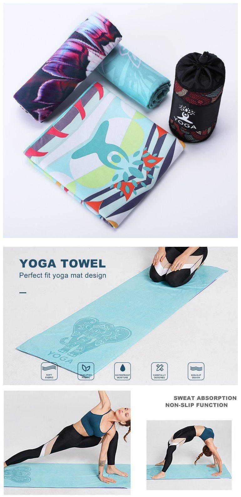 Custom Print Colorful Lightweight Super Soft Sweat Absorbent Yoga Mat Cover Fast Dry Non-Slip Microfiber Suede Yoga Mat Towel