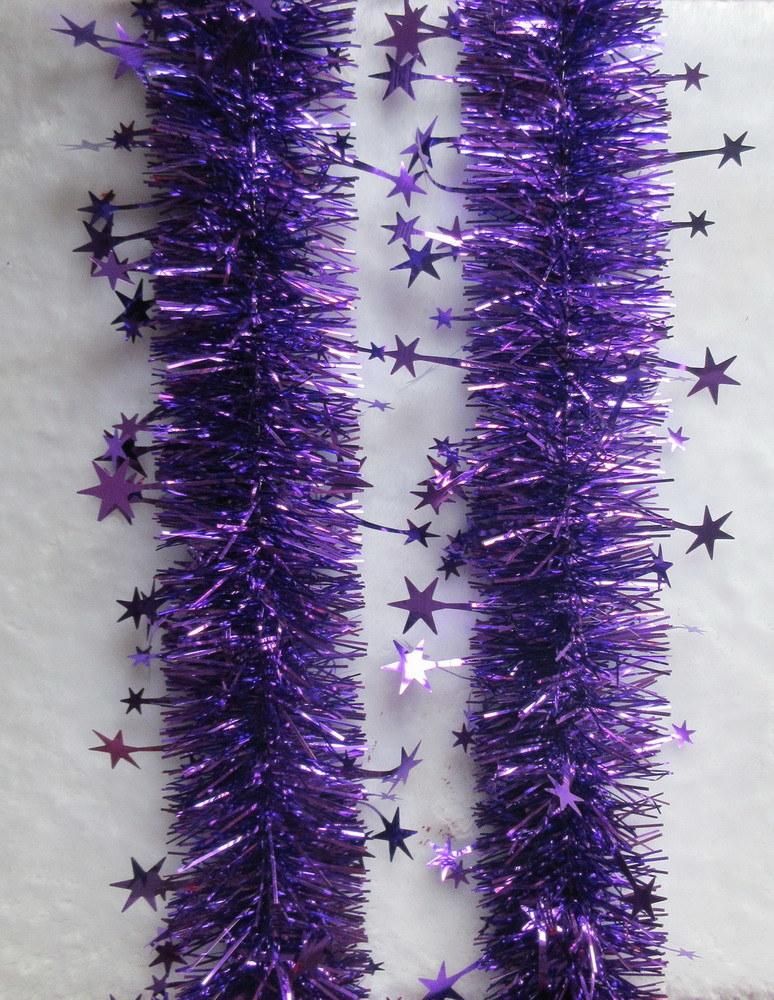 Cute Desgign Happy Christmas Tree Decorative 2.7m Slim Pet Tinsel with Star