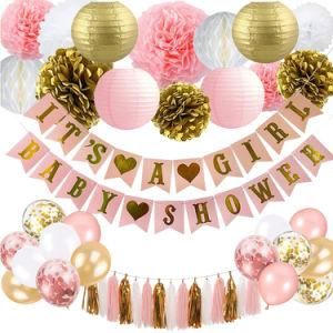 Baby Shower Girl Birthday Party Decorations Paper Tassel Girl Baby Banner