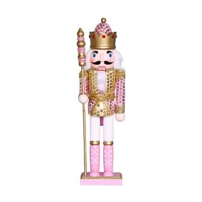 Xmas Wooden Craft Pink Shining Soldier Nutcracker