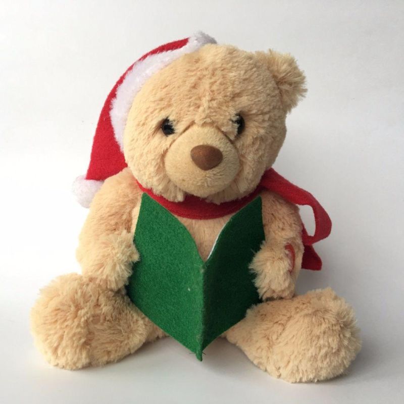 Custom Christmas Teddy Bear with Hat, Scarf and Book