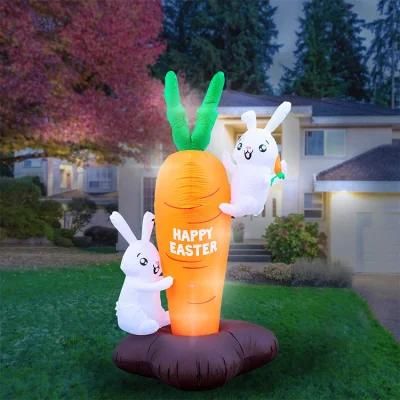 Lovely Inflatable PVC Rabbit Rabbit Easter Bunny with Carrot