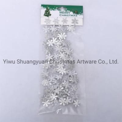 220cm Silver Christmas Beads Garland Snowflaked Shaped Beads Chain for Decoration