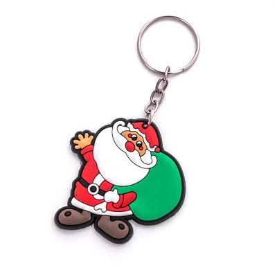 Custom Santa Claus Cartoon Keychain PVC Soft Keychain for Christmas Gift