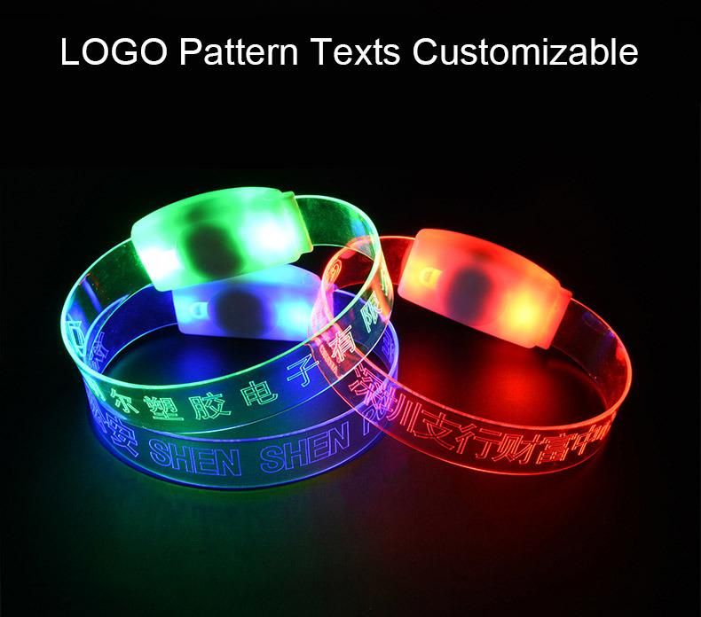 Custom LED Glow in The Dark Bracelet Flash Lighting Concert Wristband