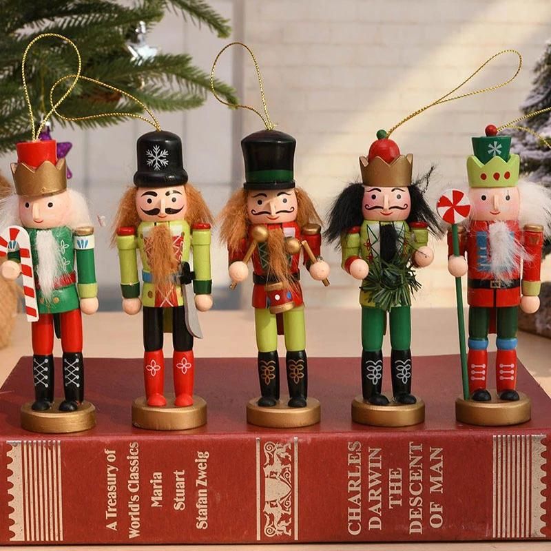 New Funny Wooden Nutcracker Ornament 5-Piece Box Set, 5-Inch