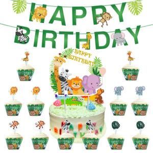 Zoo Party Birthday Supplies Amazon Forest Cake Topper Banners