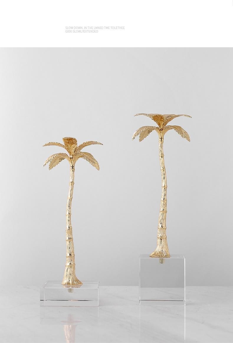 Light Luxury Brass Decor Plate Fruit Coconut Tree Ornament Creative Decoration for Bedroom