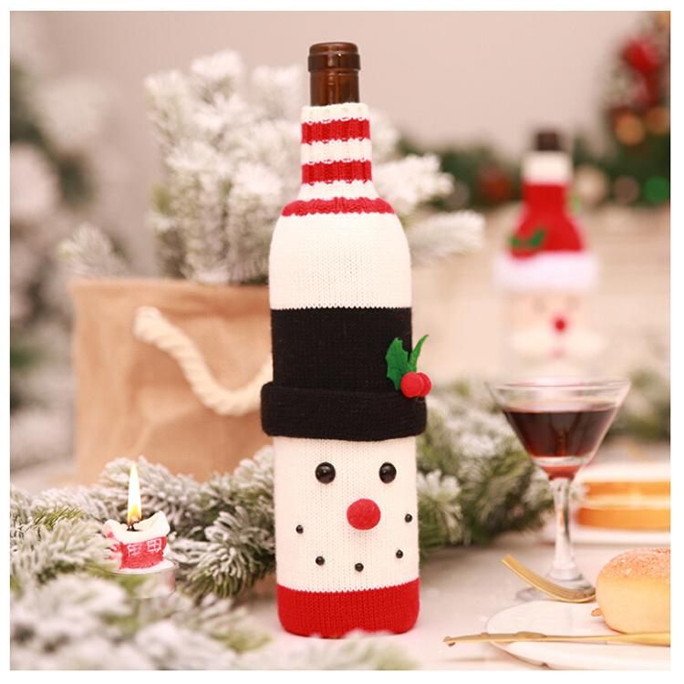 Wholesale Festival Party Gift Santa Claus Christmas Decoration for Home Novelty Knit Wine Bottle Cover