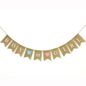 Party Celebration Linen Decorations Boy or Girl String Flag Supplies
