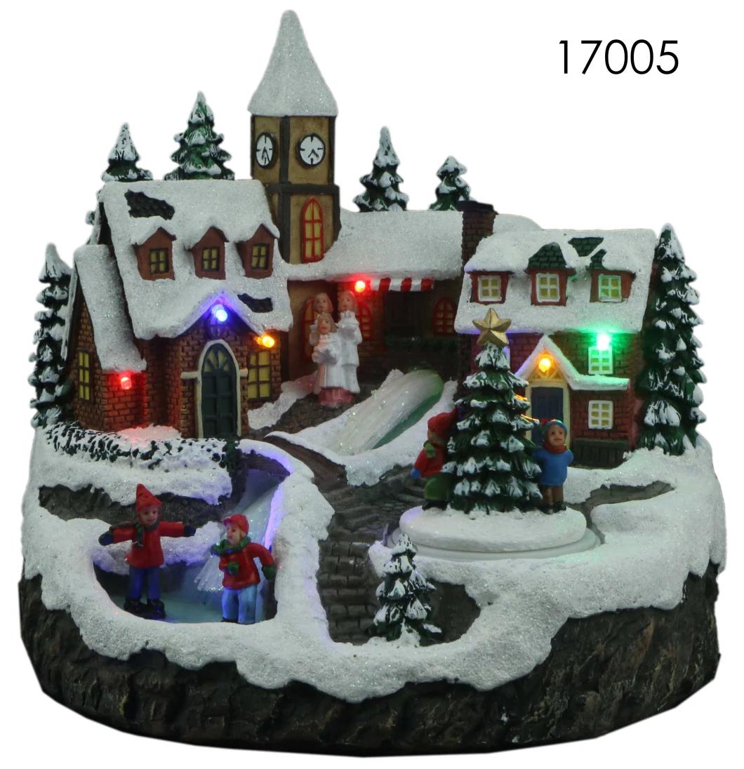 Hot Sale of The Stump House Comes with LED Lights and a Christmas Tree Spin Featurewith 8 Songs Music for Decorations