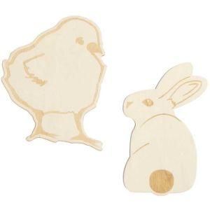 Natural Wood Laser Cut Unfinished Ornaments Decoration for Easter Gifts Bunny