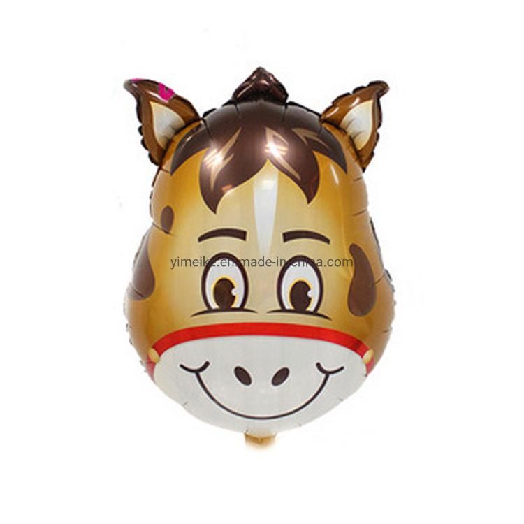 Cartoon Animals Aluminum Foil Balloon Lions Tigers Deer Cows Head Balloon
