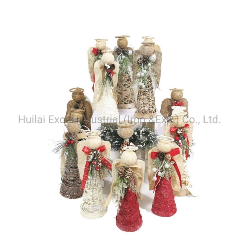 Wicker Christmas Decor Wire Angel Figurine Christmas Decoration Angel Figurine