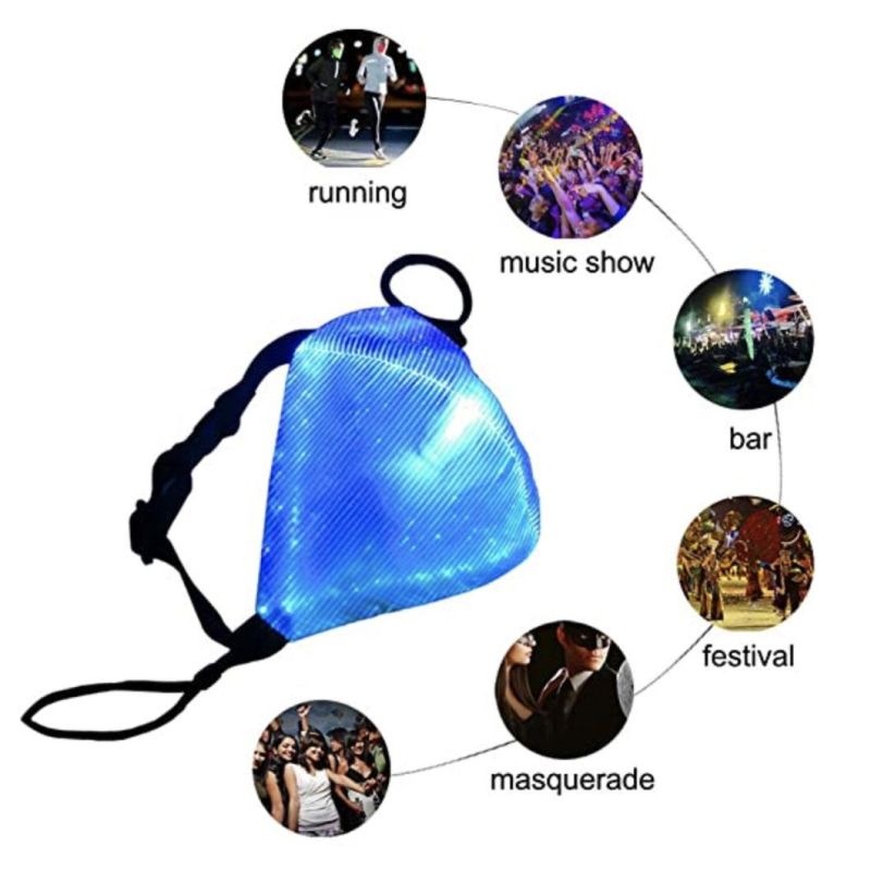 Rave Glowing Luminous Party Flashing Optical Fiber Cool DJ Festival Glow in The Dark 7 Colors New Arrival LED Light up Mask