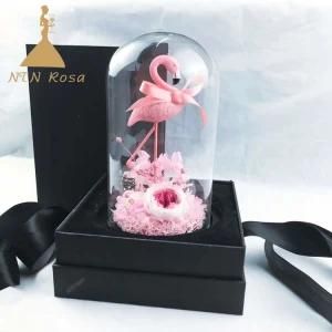 Preserved Real Fresh Rose in Glass for Interior Decoration