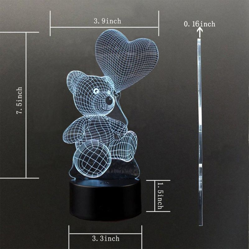 LED Love Teddy Bear 3D Nightlight Lamp