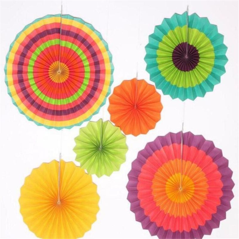 Paper Fans Wheel Hanging Paper Fans Rosettes Party Decoration