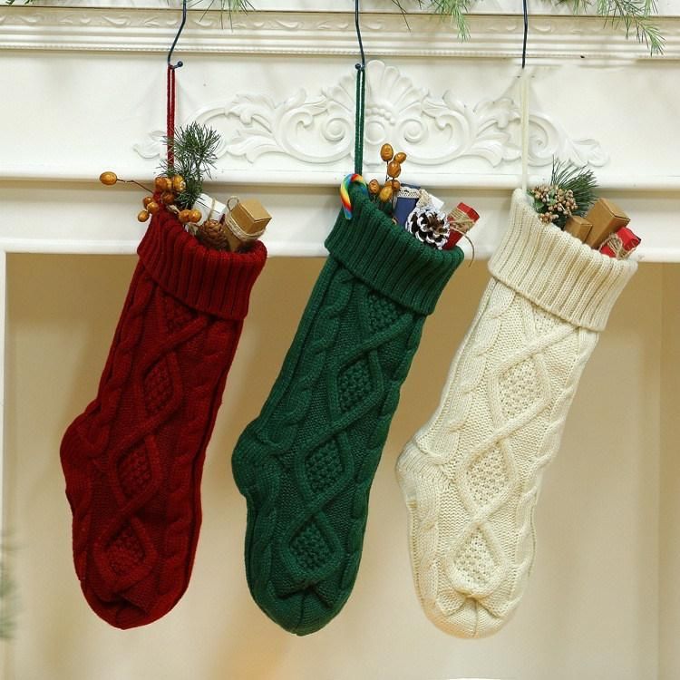 Large Size Knitted Socks for Christmas Gift Home Decoration Candy Bag Christmas Socks