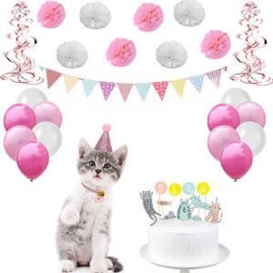 Pet Birthday Latex Balloon Cake Insert Spiral Ornaments Cat Party Decorations