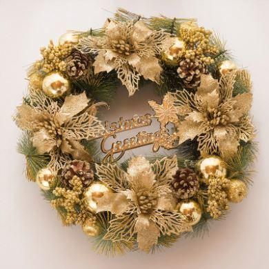 Wholesale Artificial Christmas Wreaths Plastic PE 30cm Pinus Wreath with Red Berries