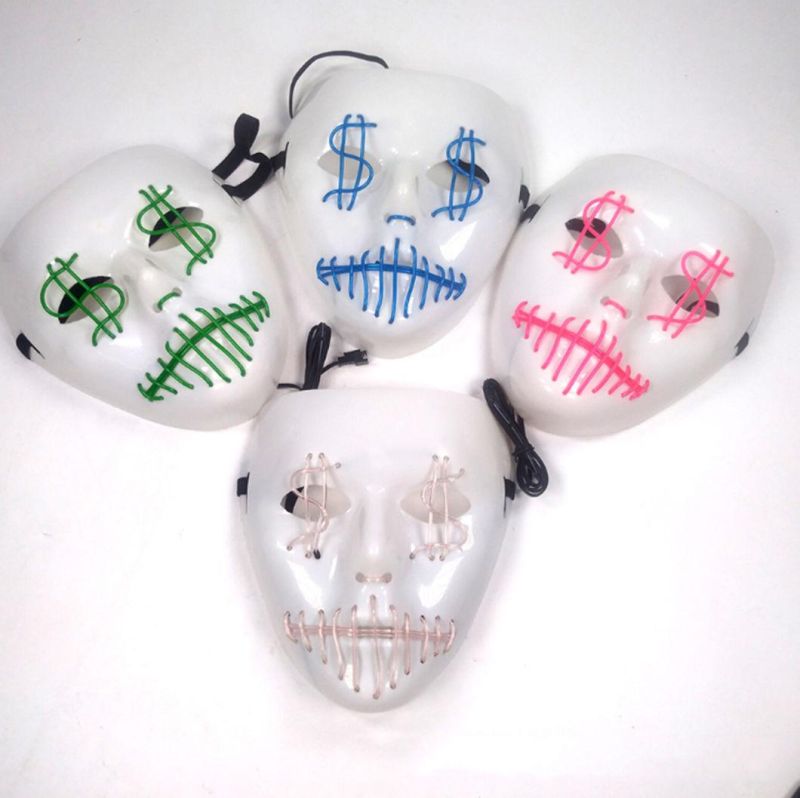 EL Cold Light Flash USD Dollar Mask Party Mask