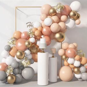 129PCS Macaron Orange Balloon Garland Arch Kit Metallic Chrome Ballons