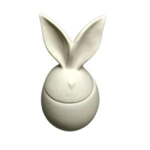 White Glazed Rabbit Ceramic Jar for Easter Decoration
