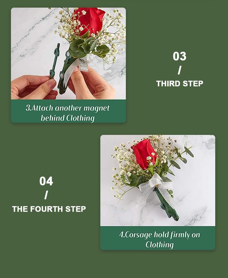 20 Pairs Floral Boutonniere Magnets Small Corsage Fix Magnets Boutonniere Magnets Corsage Pins Magnet Brooches Flower Magnet Stick for Handmade Wedding