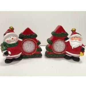 Adorable Customized Size Ceramic Christmas Decoration Candle Holder Santa with LED Light