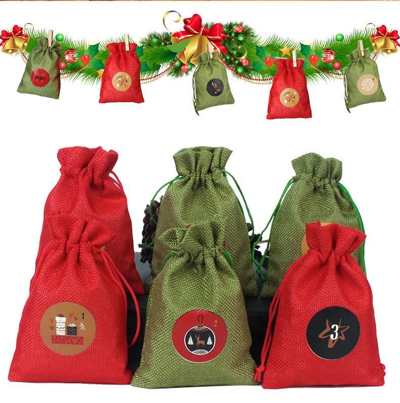 24PCS Santa Sack with Drawstring Christmas Gift Bag Christmas Present Stocking Bag