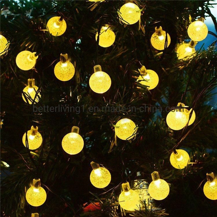 Garden Decor 30 Bulbs 6.5m Waterproof Christmas Outdoor Decor Flexible Round Fairy Solar Powered LED String Light