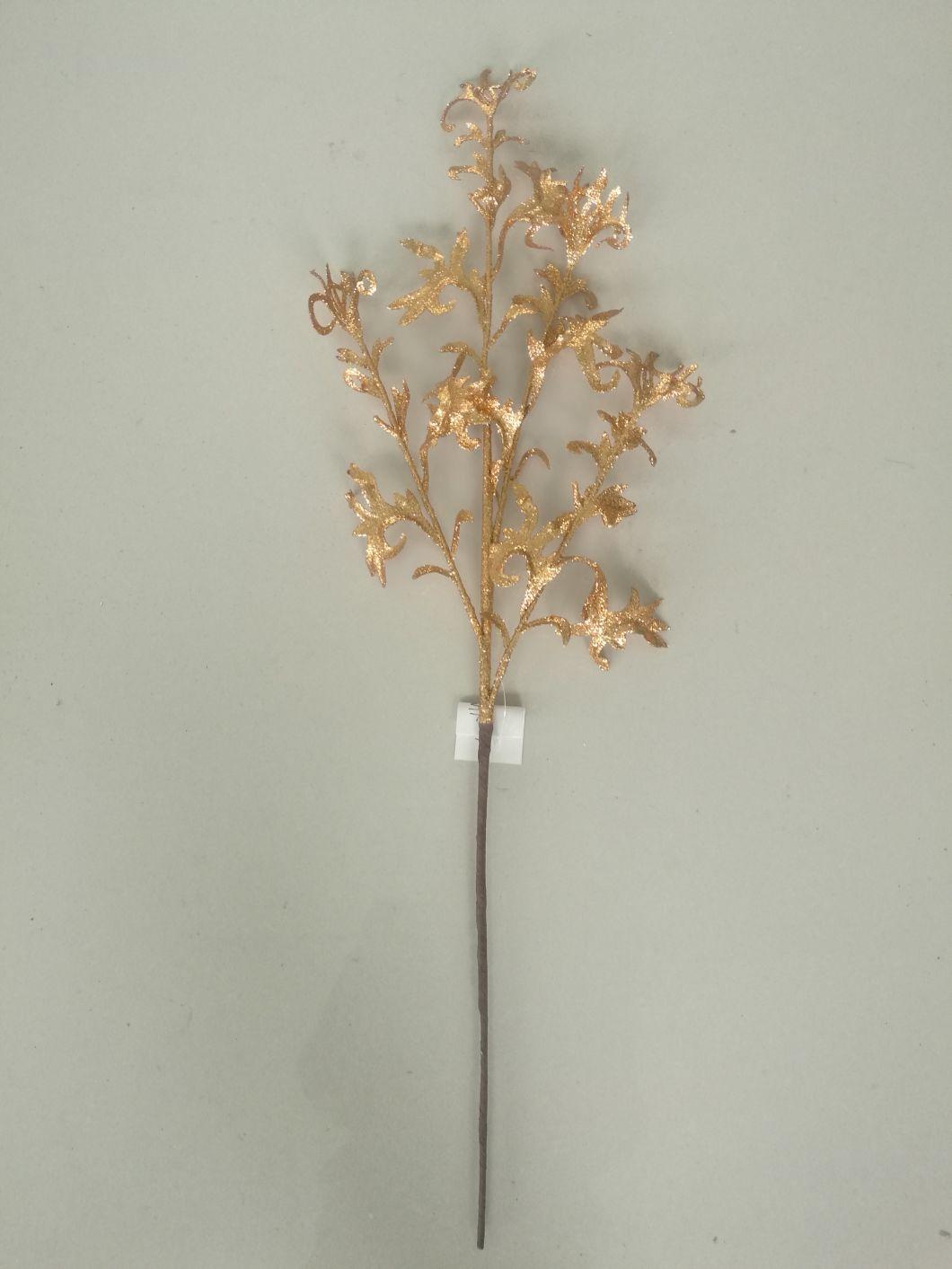 Glitter Flower Plastic Twig Pick with Flowers for Christmas Decoration