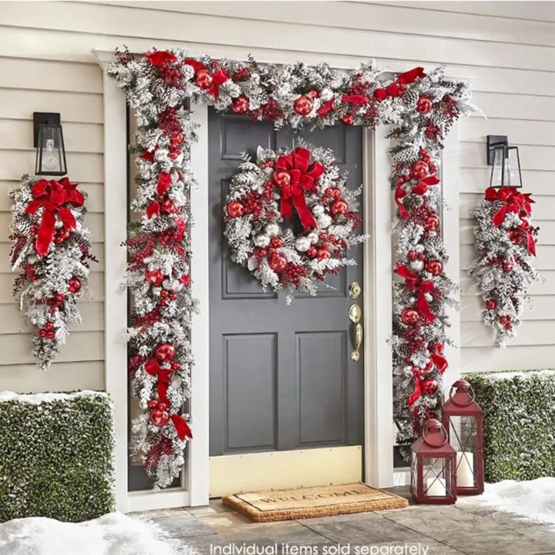 Customized Shopping Malls / Hotels / Outdoor Decoration Doors Hanging Christmas Garland Wreath for Festival Decorations