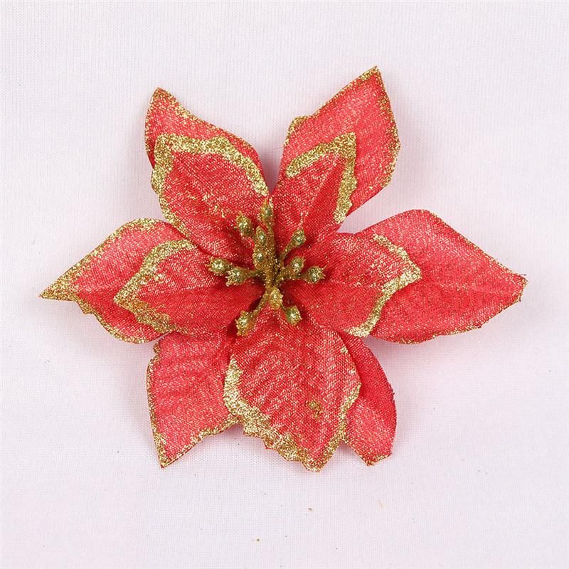 Red Glitter Flower Christmas Tree Ornaments Christmas Home Xmas Decorations